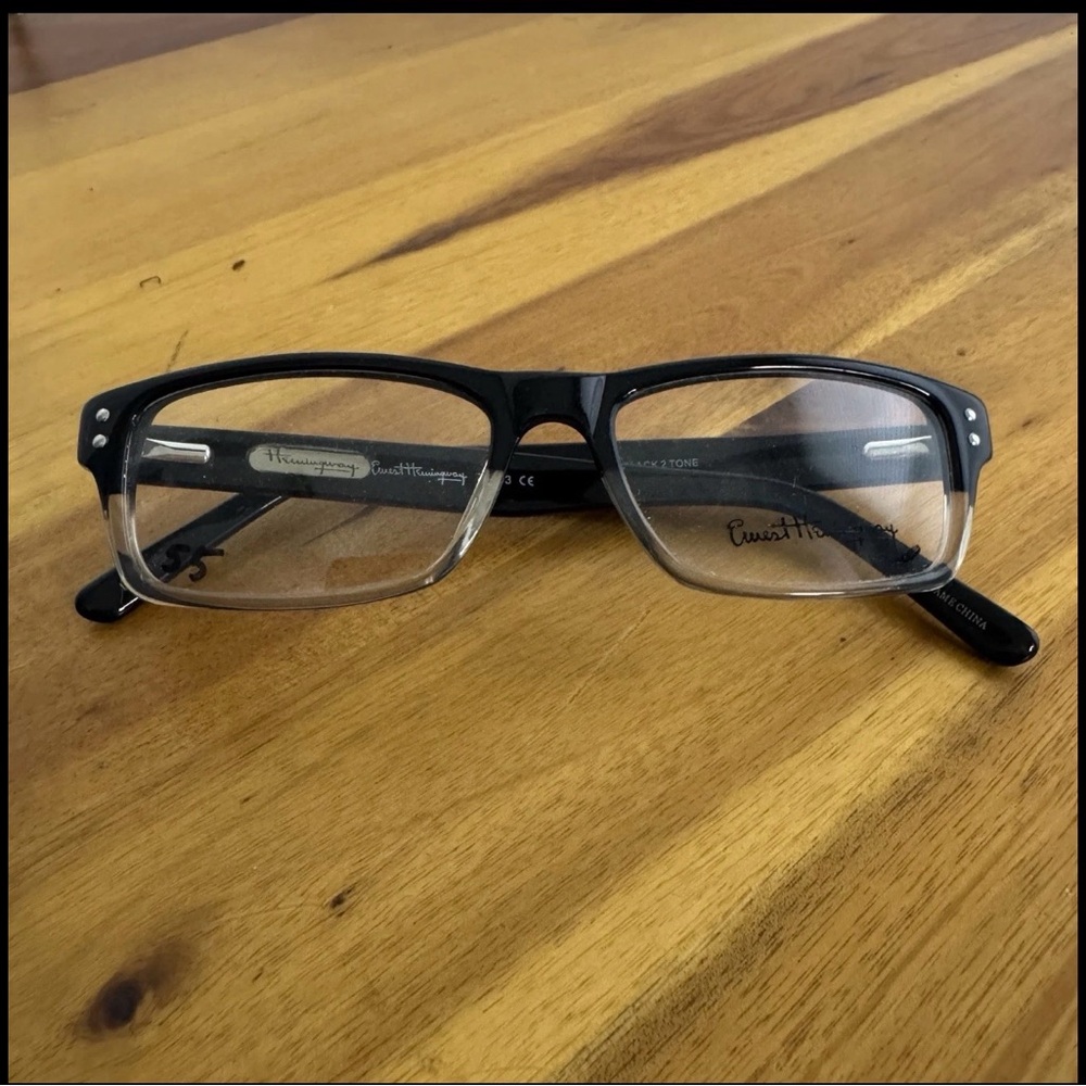 Ernest Hemingway H4613 black clear 2 tone glasses 50 17 140